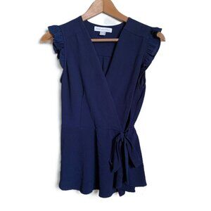 Monteau Faux-Wrap Ruffle V-Neck Tank Blouse – Size M